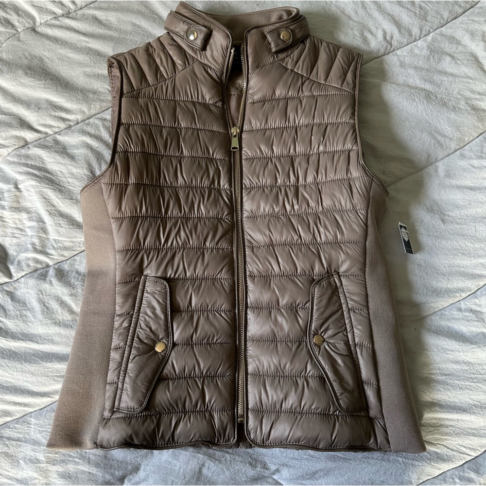 NWT Love tree tan pleather vest
